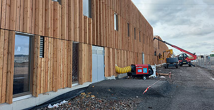 Fachada de madera tranvia Lieja